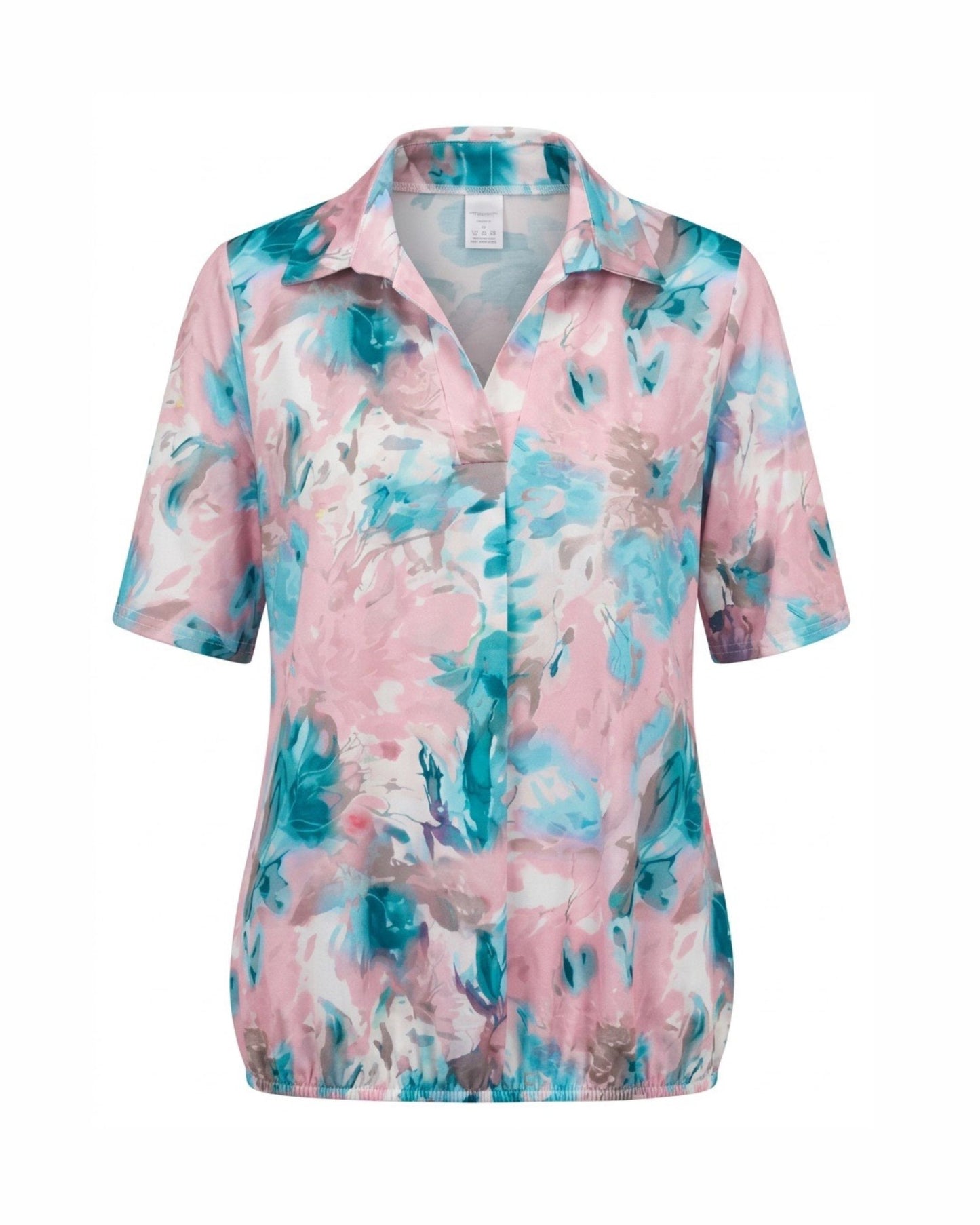 poloshirt blouson korte mouwen van viscose voor dames verkijgbaar bij Marijke Mode