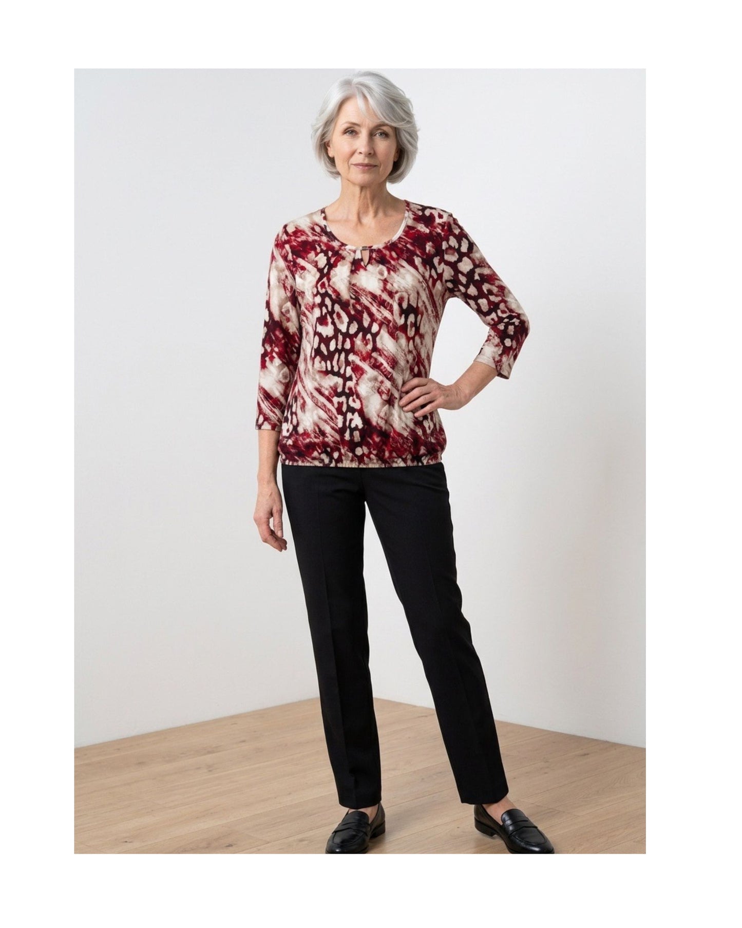 Damesshirt met driekwartmouwen van zachte viscose – Marijke Mode.