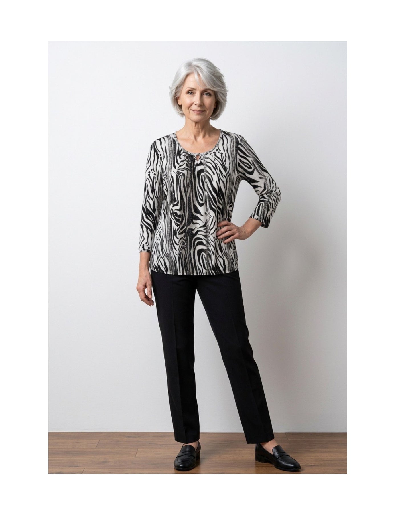 Damesshirt met driekwartmouwen van zachte viscose – Marijke Mode.