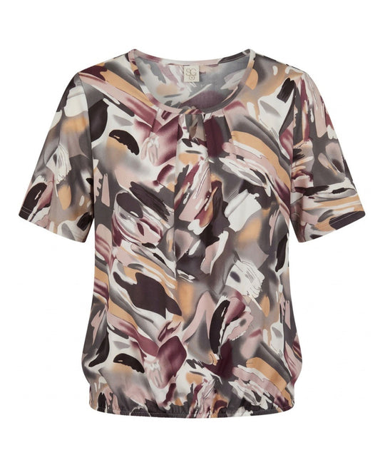 Blouson shirt voor dames met comfortabele pasvorm, verkrijgbaar bij Marijke Mode.