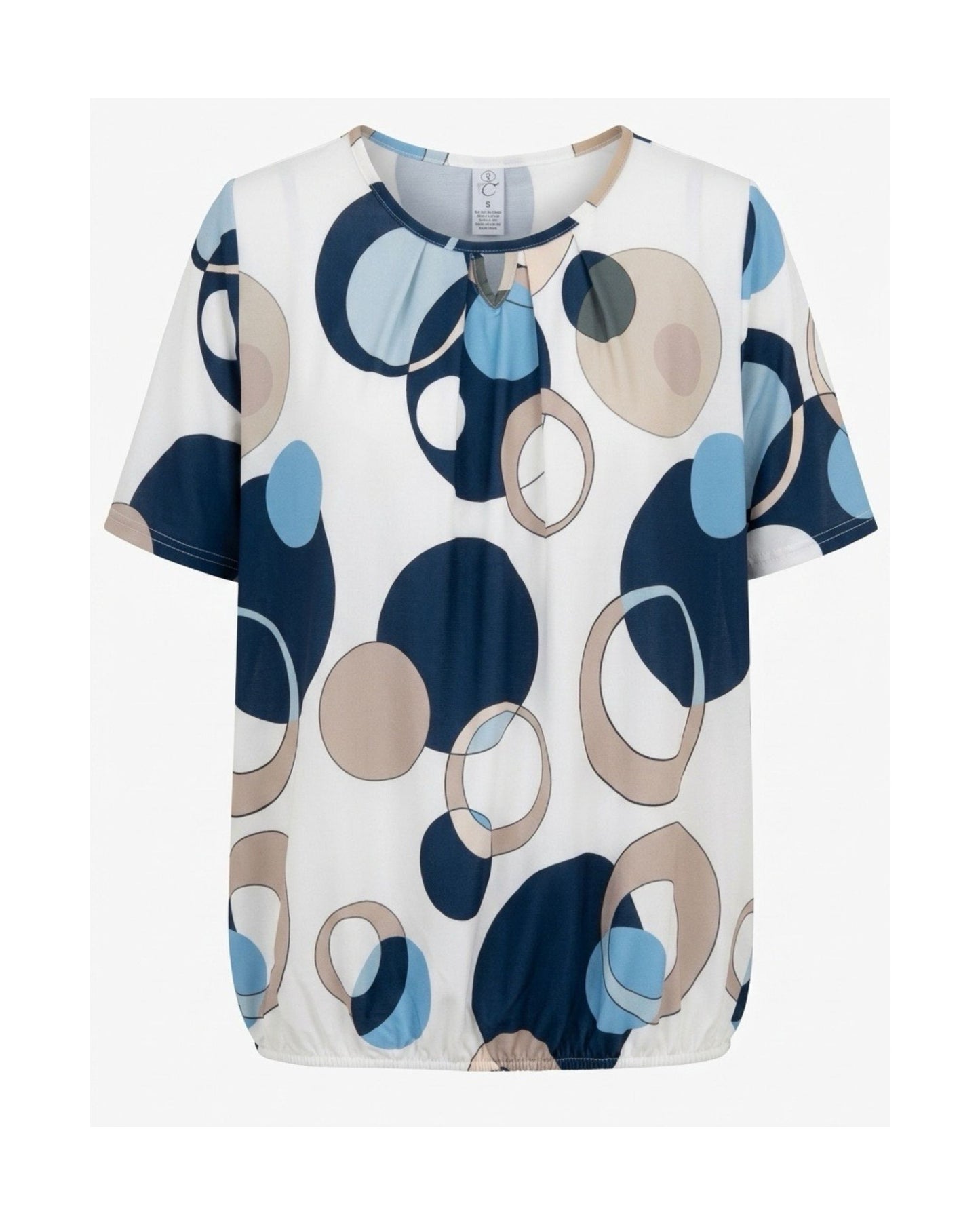 Blouson Shirt Elastiek Stip Blauw Beige