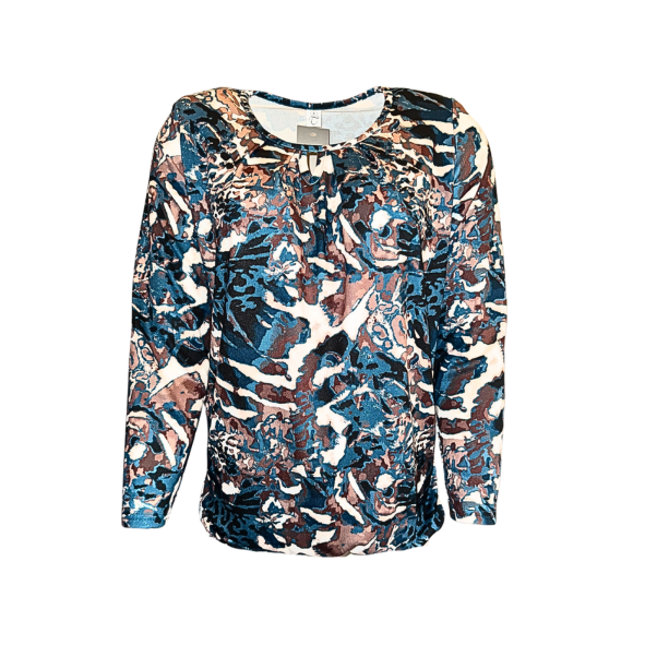 blouson shirt met ronde hals van viscose met elastiek verkrijgbaar bij marijkemode