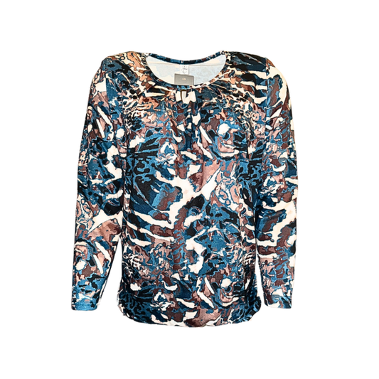 blouson shirt met ronde hals van viscose met elastiek verkrijgbaar bij marijkemode