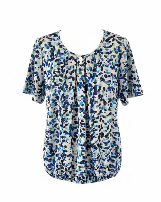 Blouson Shirt Elastiek Stip Kobalt Blauw