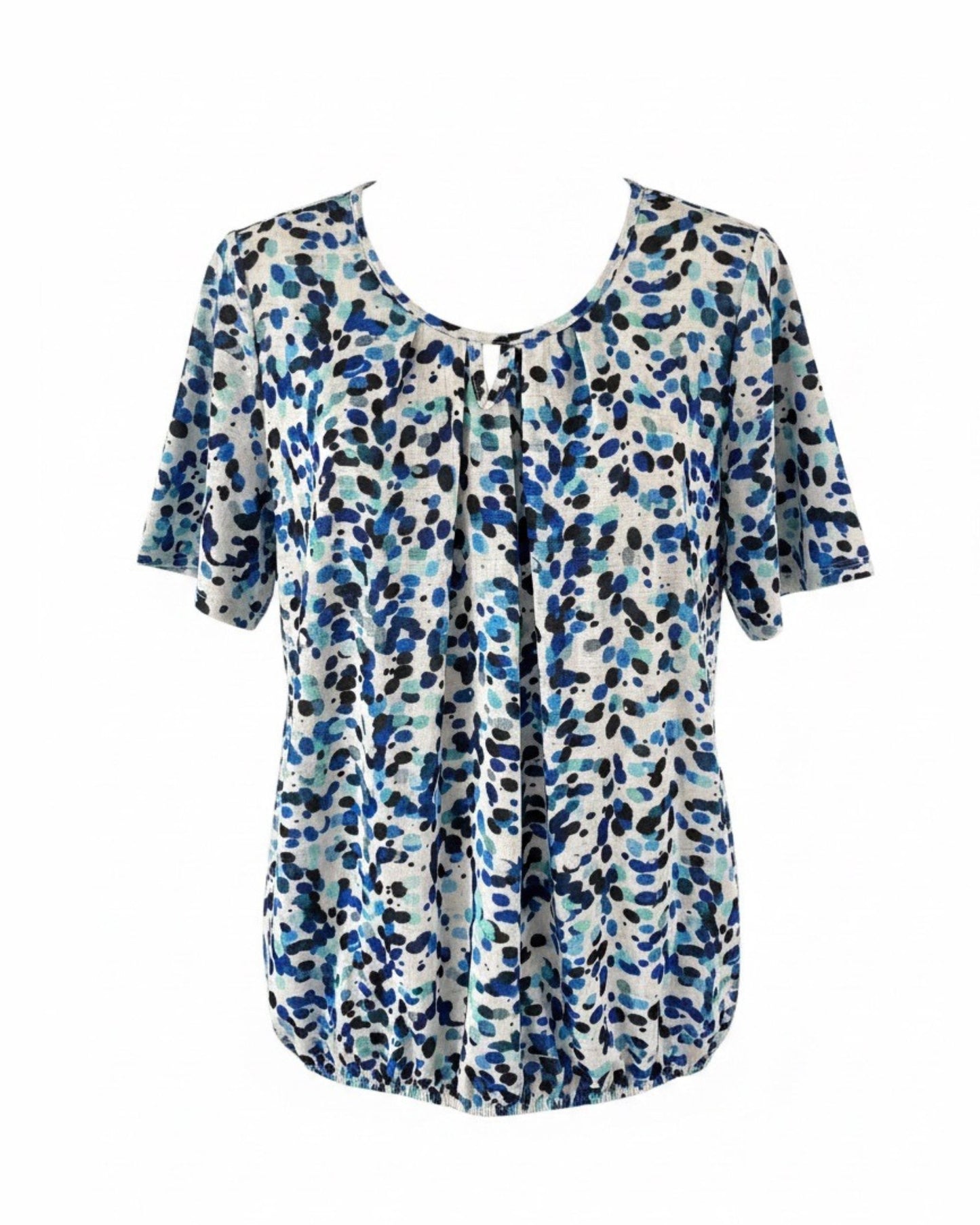 Blouson Shirt Elastiek Stip Kobalt Blauw