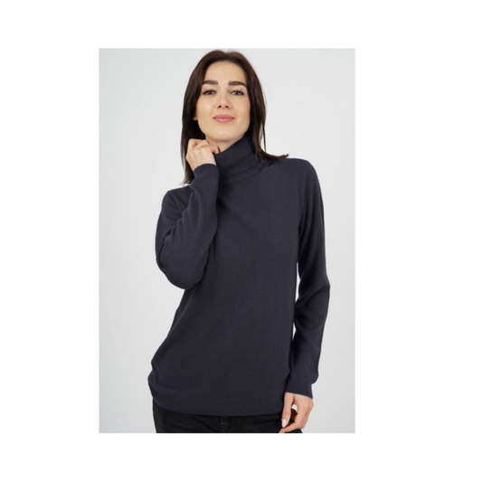 Cashmere Feeling Colltrui Donkerblauw