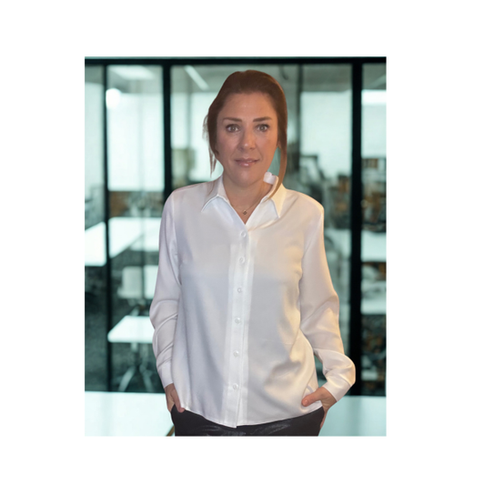 Uni basic blouse kobaltblauw met splitjes – Marijke Mode