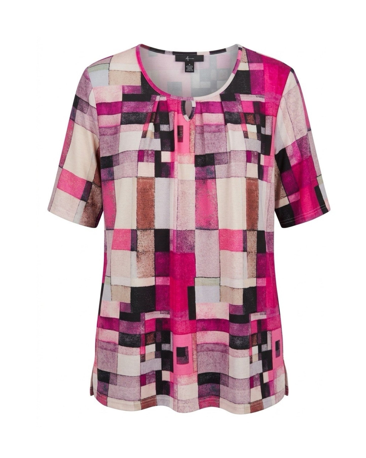 shirt ronde hals recht model viscose bij Marijke Mode
