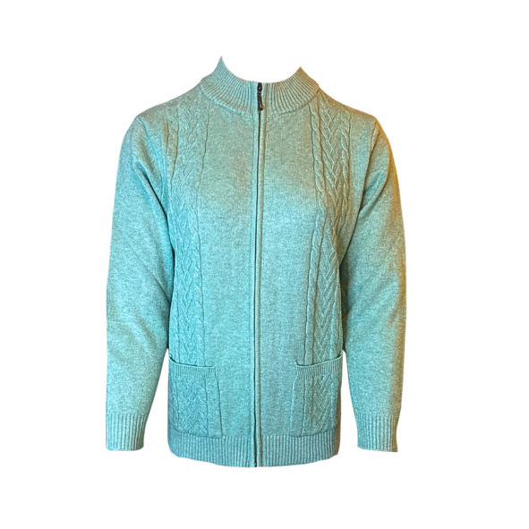 Superzacht LIAM kabelvest met rits en zakjes – warme unikleur damesvest – verkrijgbaar bij Marijke Mode.”