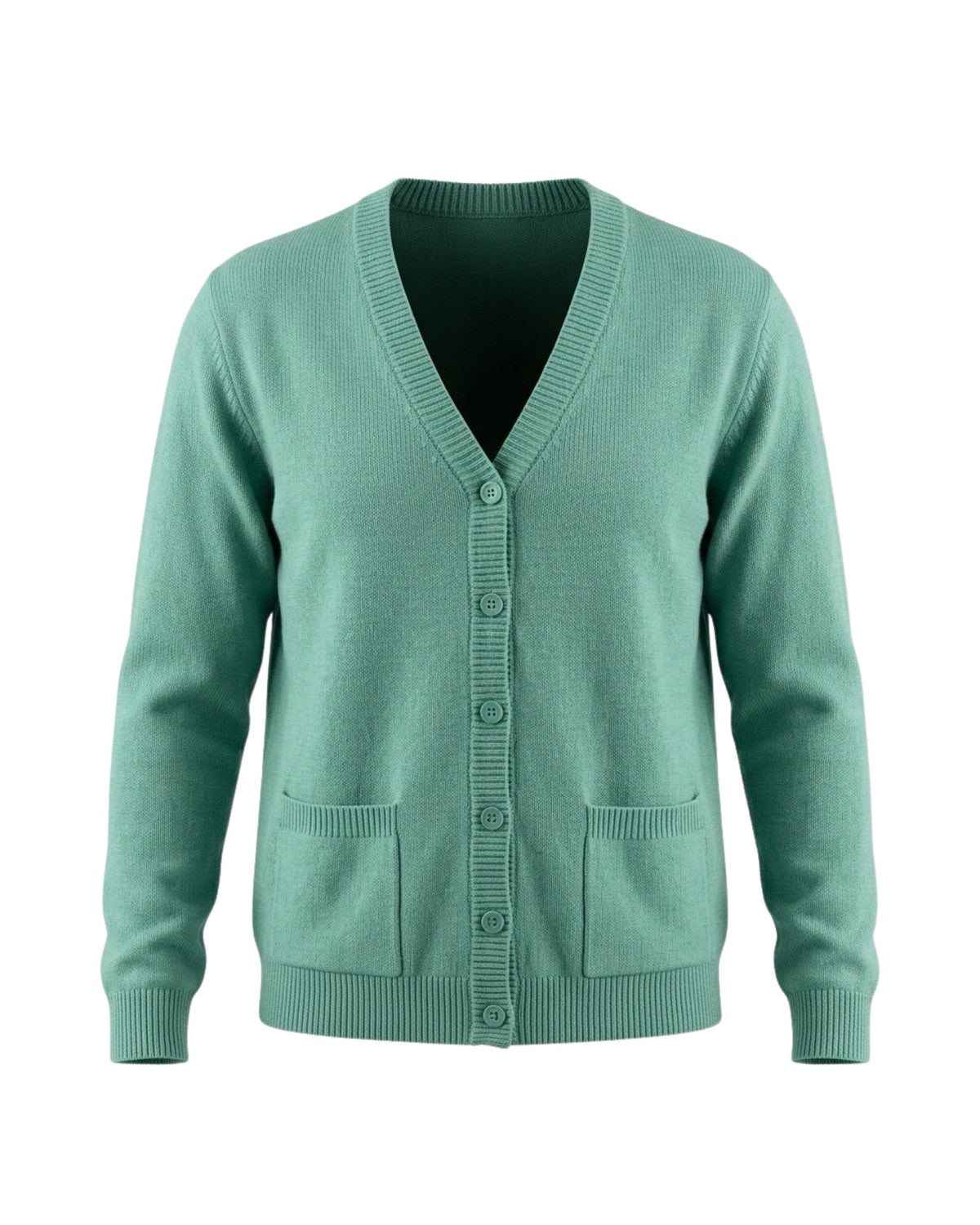 Damesvest met V-hals, knopen en zakjes in pastelkleuren, verkrijgbaar bij Marijke Mode.