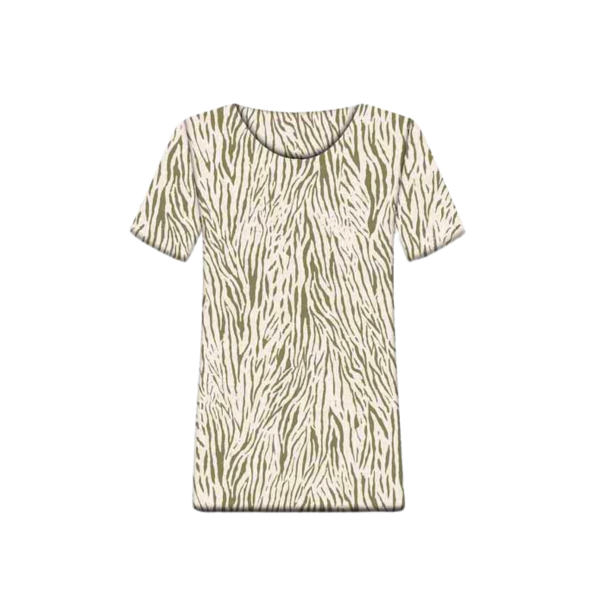 een tshirt met ronde hals en korte mouwen gemaakt van viscose kwaliteit in de kleur groen van het merk Gabriella K. Verkoop door Marijke Mode, Moderne mode voor ouderen