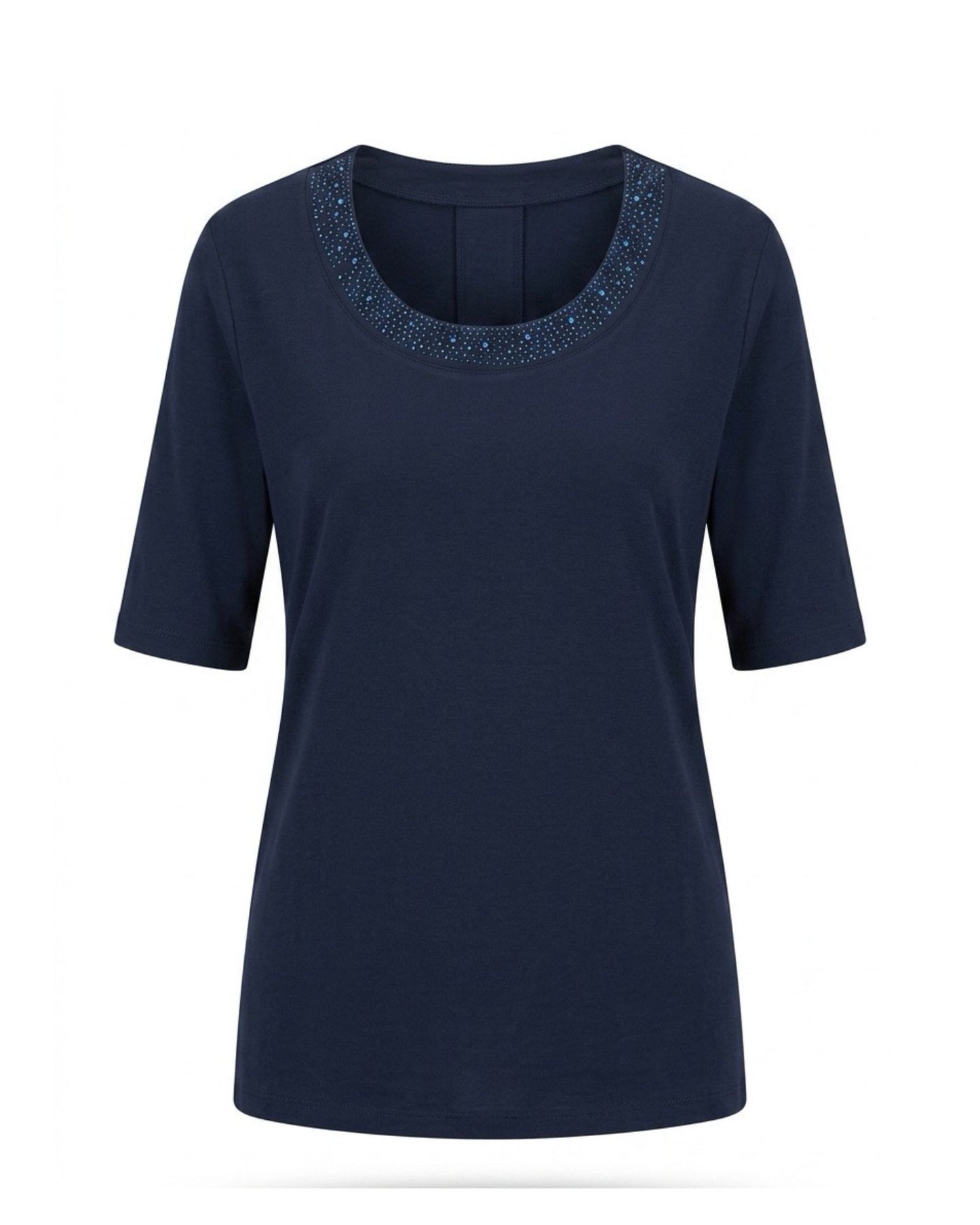 Gabriella K. Uni Shirt Subtiele Strass Ronde Hals Zwart