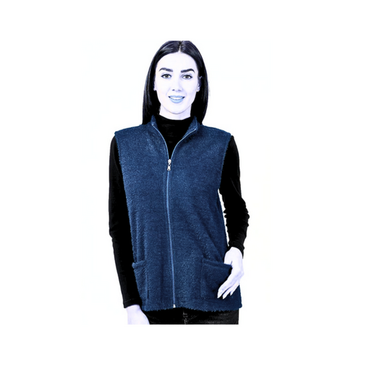 gabriella ka gilet donkerblauw met rits zakjes bij marijkemode