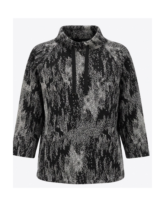 Gabriella K Sweater met Opstaande Col Zwart Wit