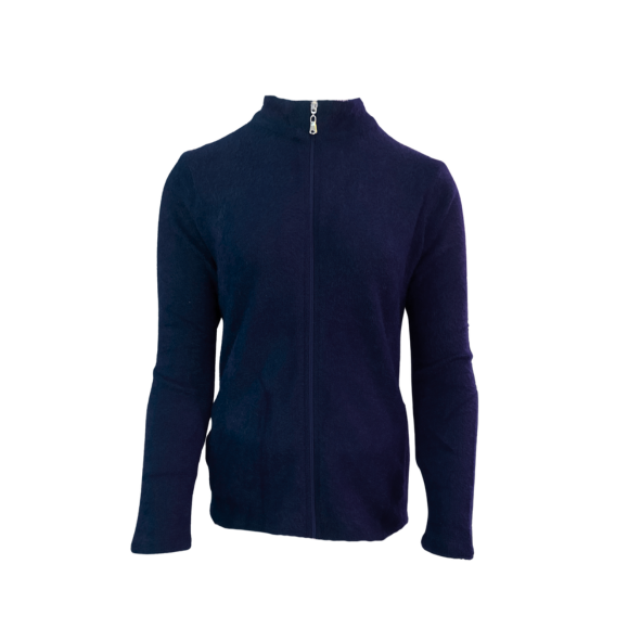 gabriella k vest donkerblauw harig. vest met rits en zakjes verkrijgbaar bij marijke mode