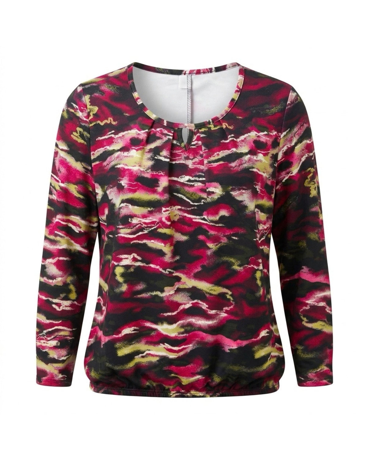 Heerlijk zacht blousonshirt in warme kwaliteit met lange mouwen en elastiek aan de onderkant. Shop bij Marijke Mode.