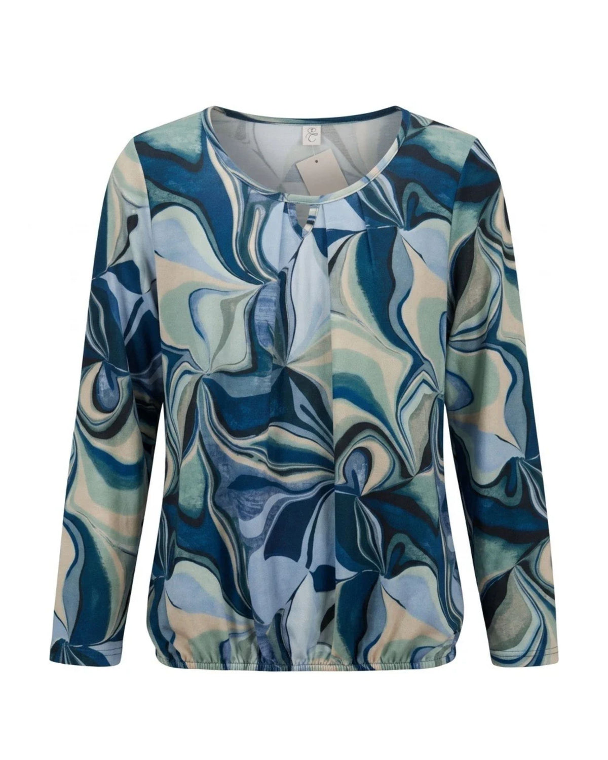 warme blousonshirts bij Marijke Mode. Shirts met elastiek