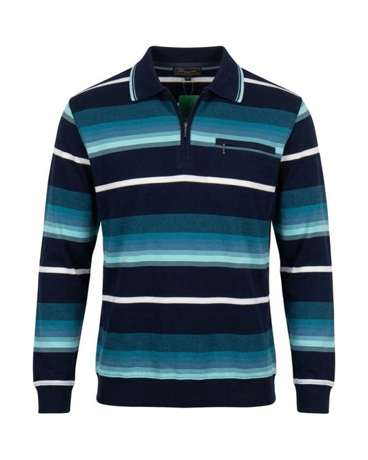 Heren pullover met polokraag en ritssluiting, verkrijgbaar bij Marijke Mode.