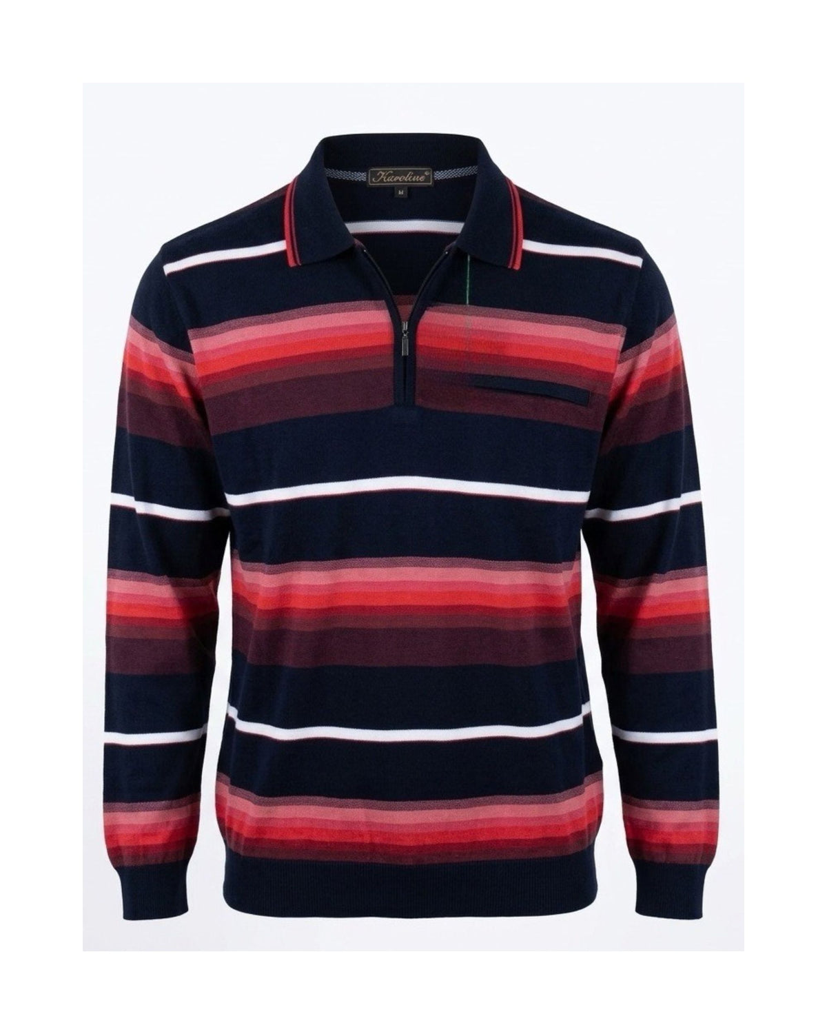 Heren pullover met polokraag en ritssluiting, verkrijgbaar bij Marijke Mode.