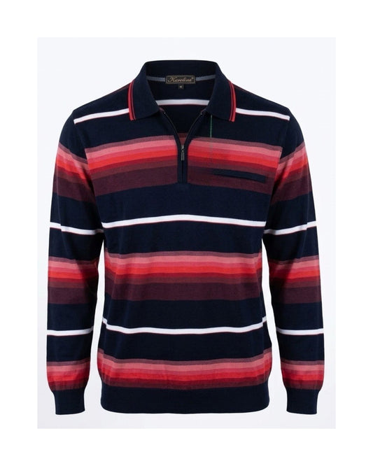 Heren pullover met polokraag en ritssluiting, verkrijgbaar bij Marijke Mode.
