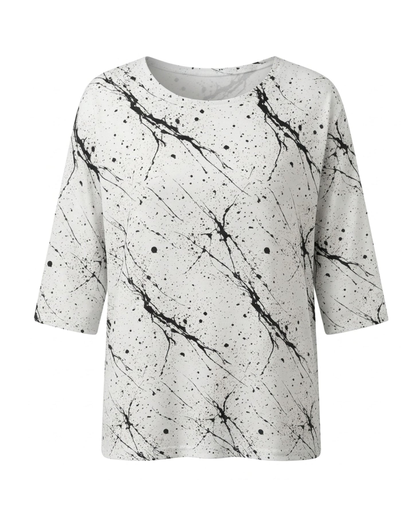 Luxe T-Shirt Wit Met Zwarte Verfvlekken
