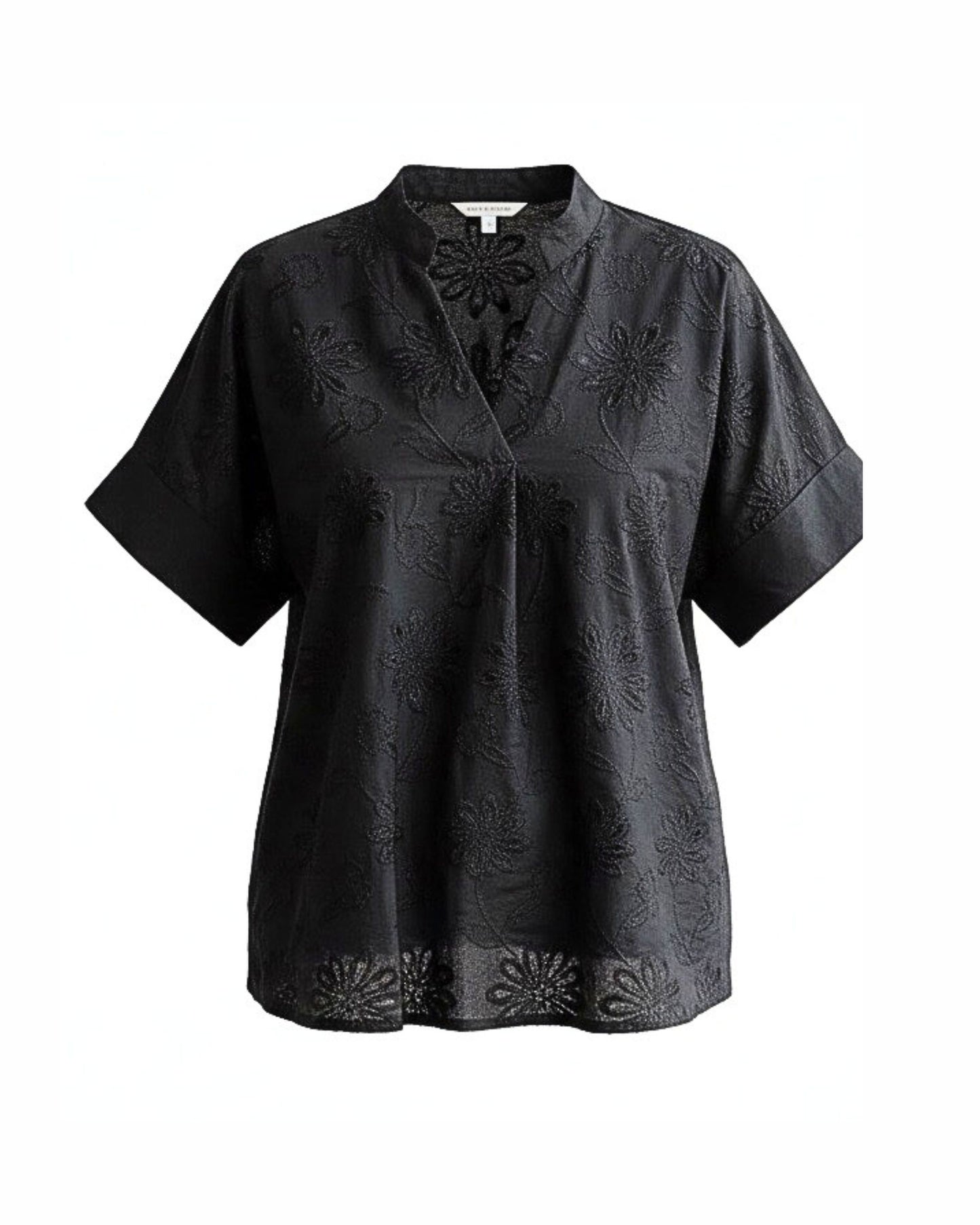 MXO shirt met boord, omslagmouwen en fijne structuur verkocht door Marijke Mode