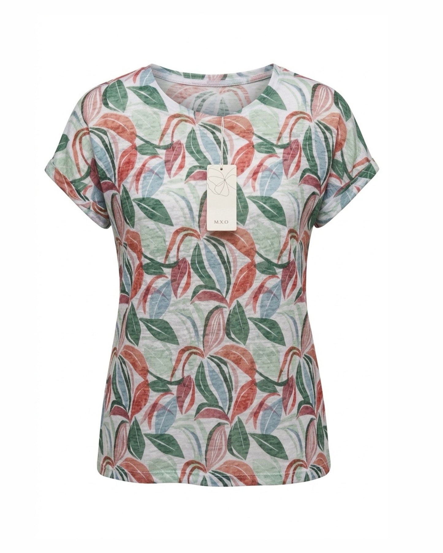 MXO T-Shirt Bloem Groen Rood