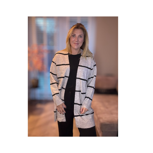 mxo los vallend vest met beige an zwarte strepen