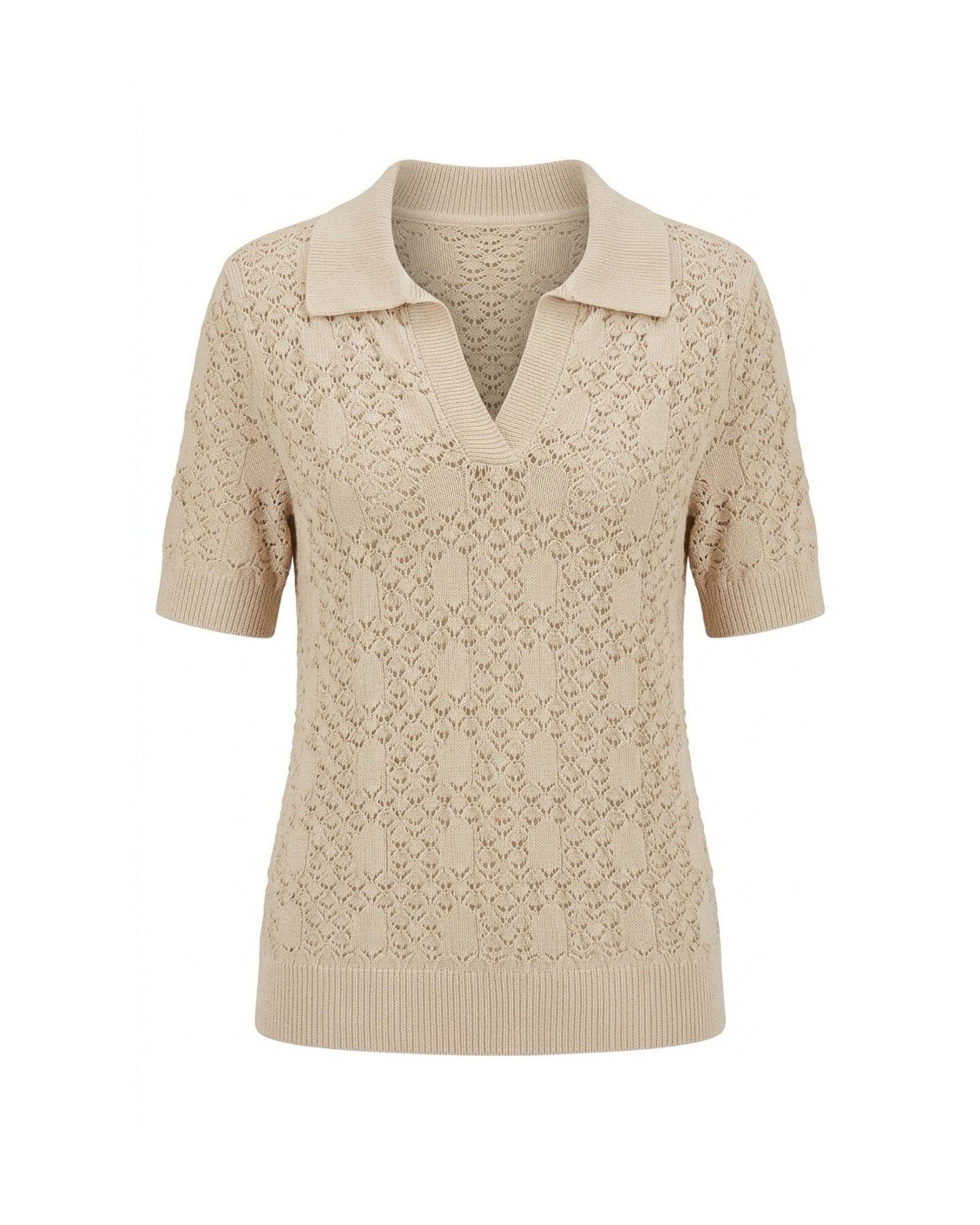 marinello polo gehaakt beige verkocht door maijke mode
