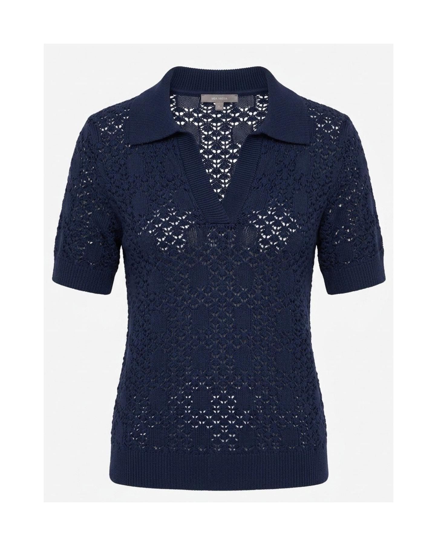 Marinello Gehaakt Poloshirt Donkerblauw