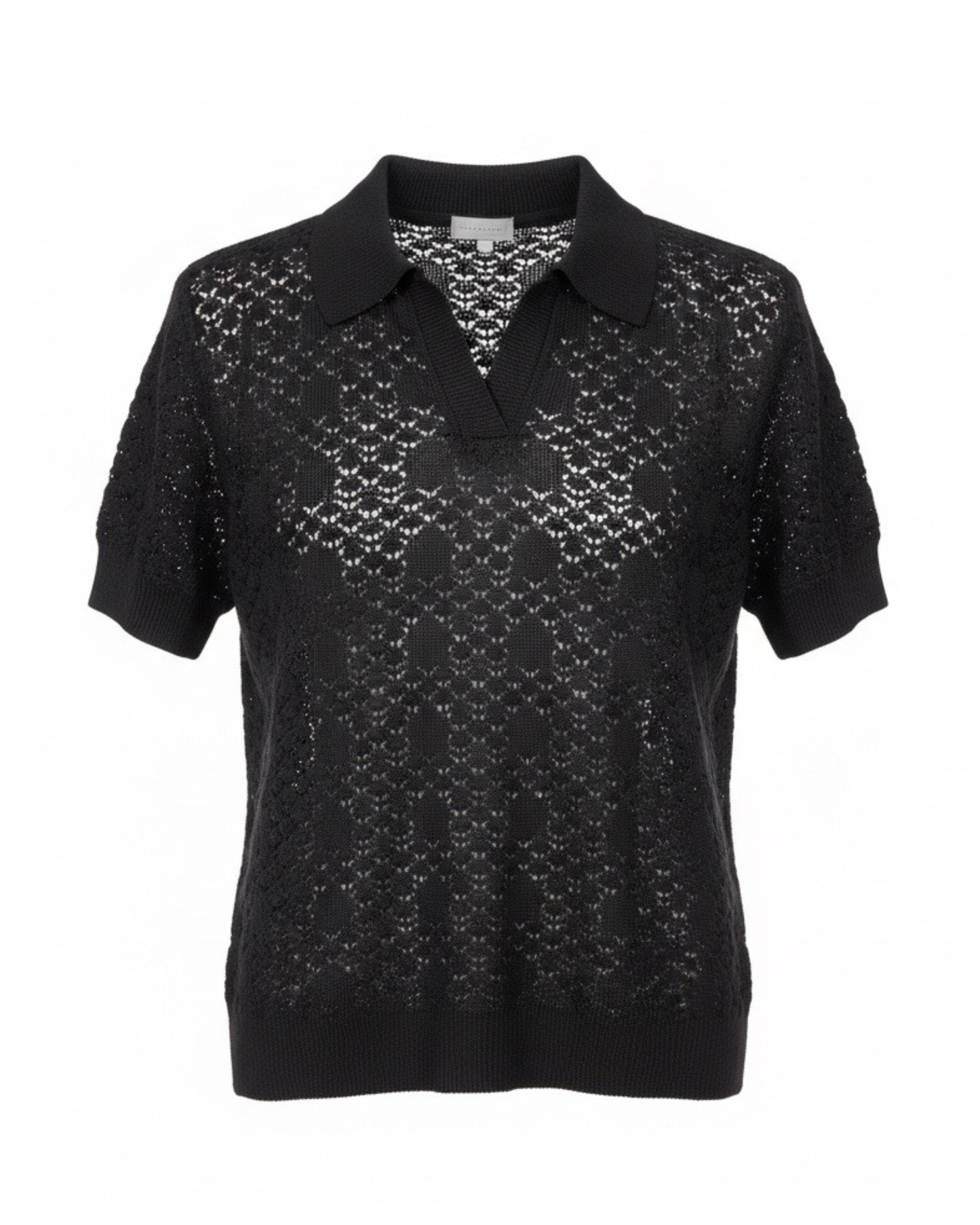 marinello gehaakt poloshirt met kraag v hals korte mouw bij marijke mode