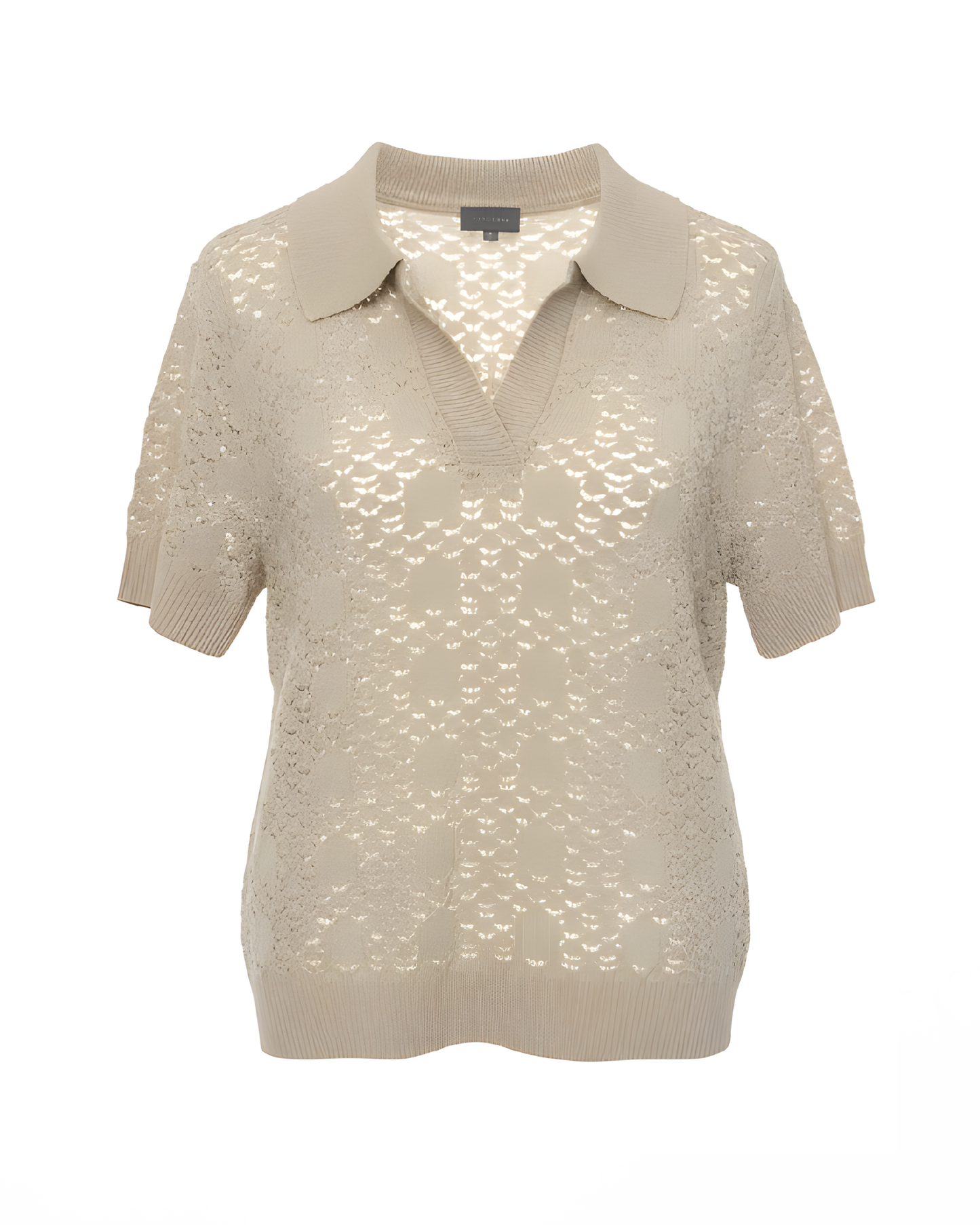 marinello gehaakt poloshirt met kraag v hals korte mouw bij marijke mode