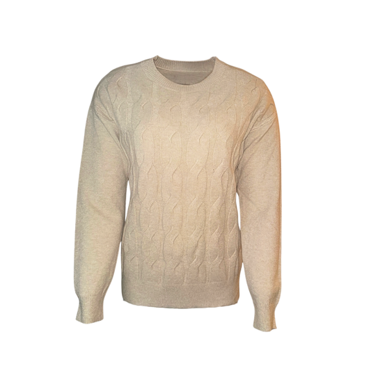 Marinello damestrui met kabelpatroon en ronde hals, zachte warme kwaliteit in radblauw, fuchsia en beige – Marijke Mode.