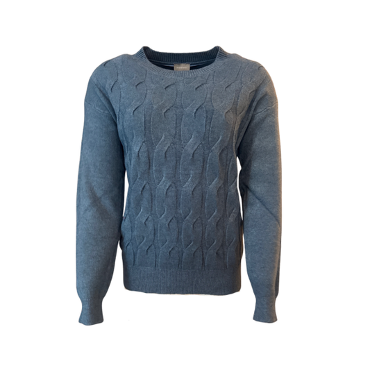 Marinello damestrui met kabelpatroon en ronde hals, zachte warme kwaliteit in radblauw, fuchsia en beige – Marijke Mode.