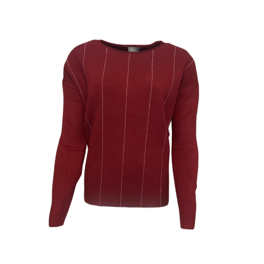 Marinello damestrui met subtiel zilverdraad aan de voorkant, ronde hals en zachte viscosemix – verkrijgbaar in unikleur beige, bordeauxrood en zwart bij Marijke-Mode.