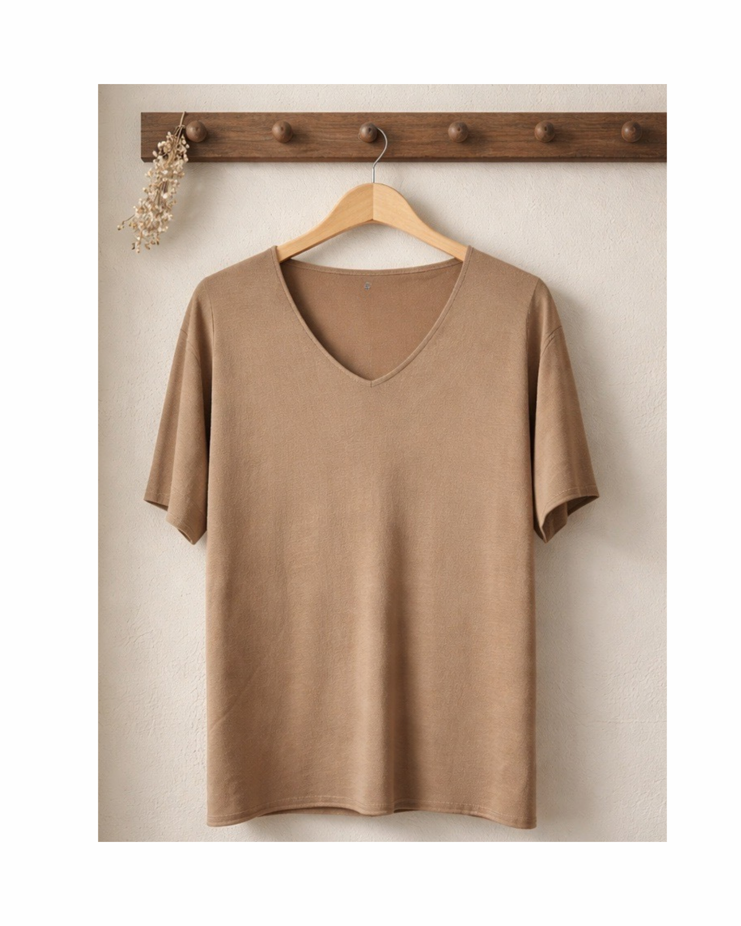 tshirt uni kleur v hals merk marinello bij Marijke Mode