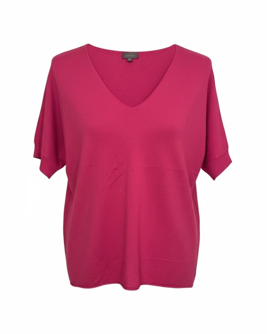 tshirt uni kleur v hals merk marinello bij Marijke Mode