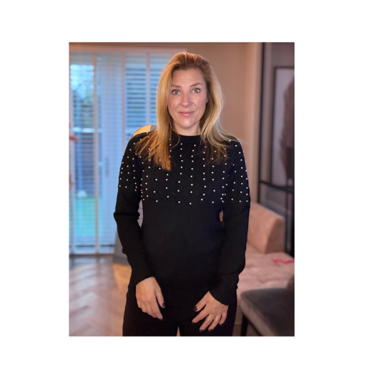 marinello trui met parels. zacht en warm bij marijke mode