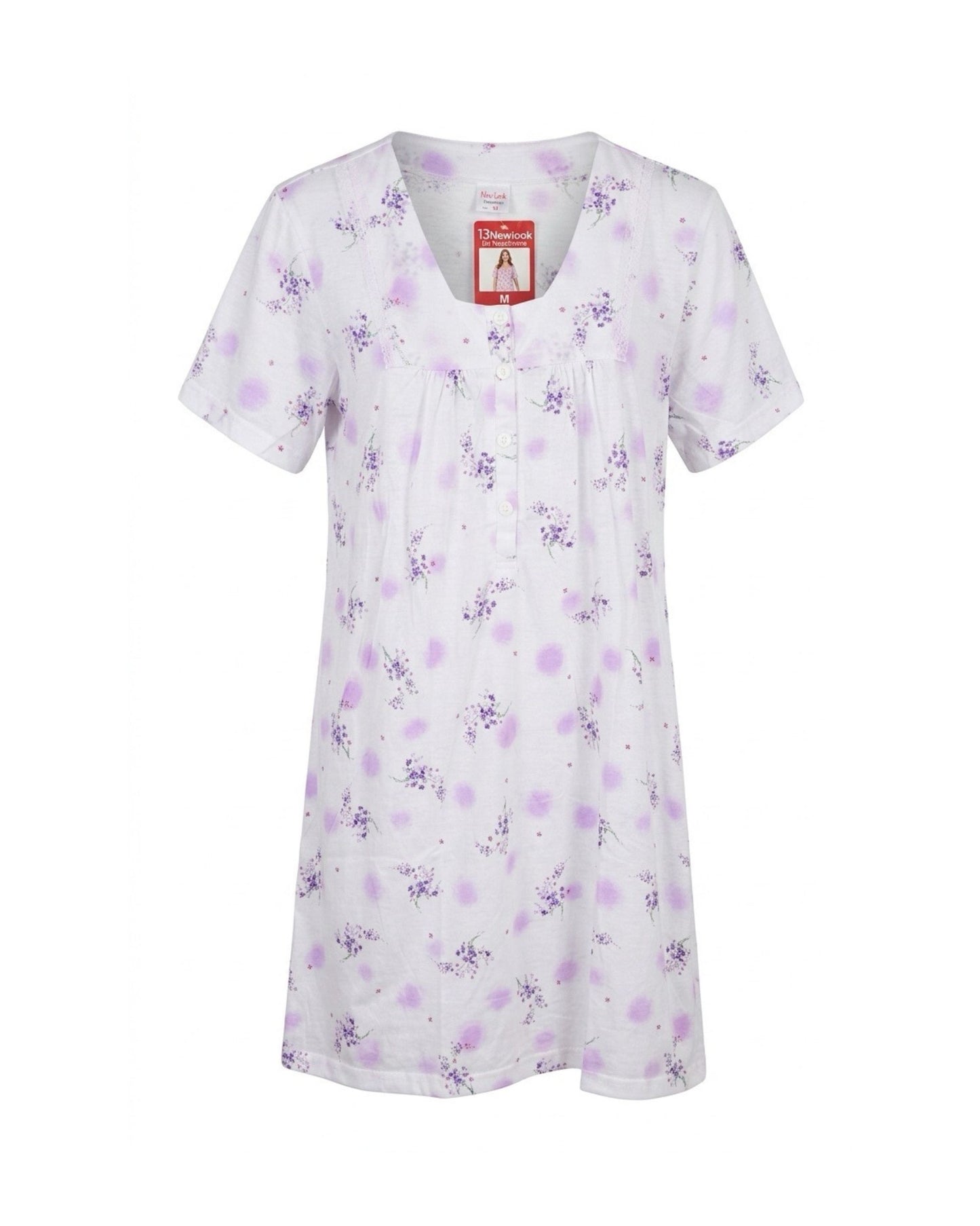 Lichtblauwe dames nachtjapon van 100% katoen met bloemenprint verkocht door Marijke Mode