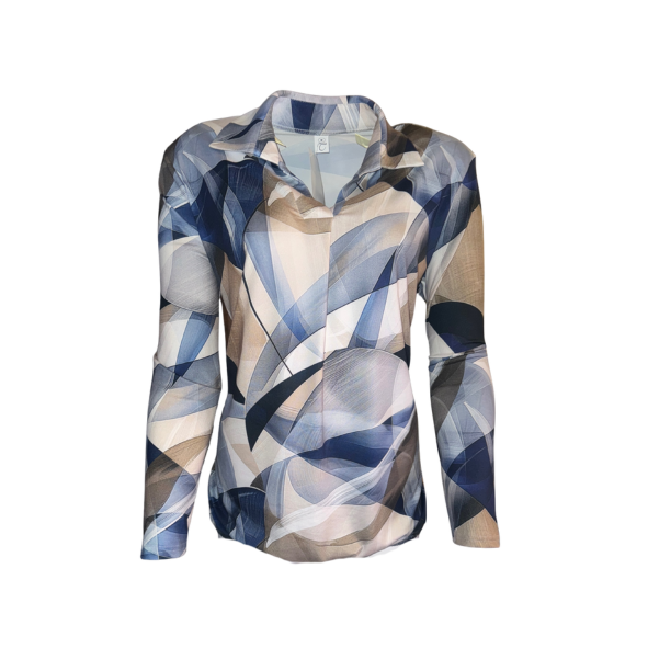 Poloshirt Blouson V Blauw Beige