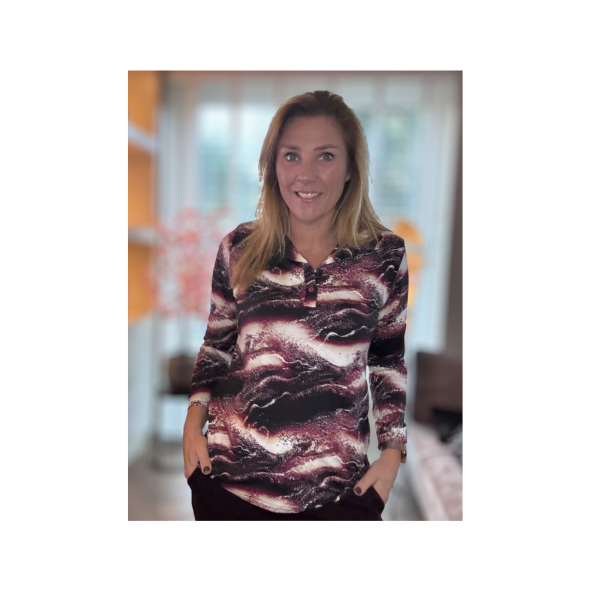 Poloshirt Knoop Burgundy Creme