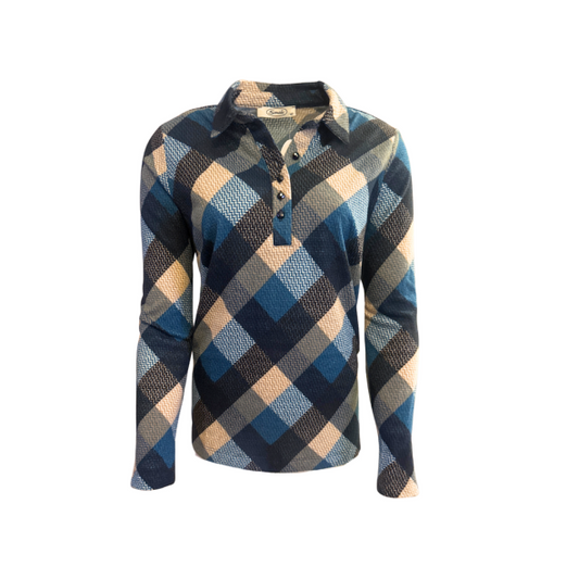 Sensia Poloshirt Ruit Petrol Herfstcollectie