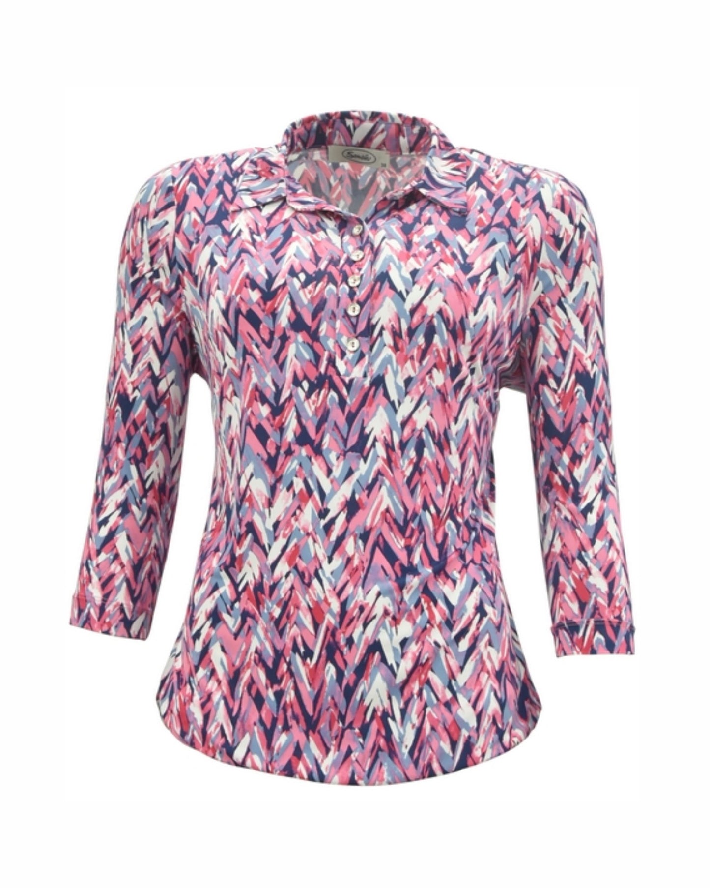 Sensia Fashion Blouson Shirt Pippy Met Polokraag En Driekwart Mouwen bij marijke mode