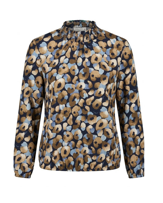 Sensia Fashion dames blousonshirt met gesmokte turtleneck en elastische boorden, verkrijgbaar bij Marijke Mode