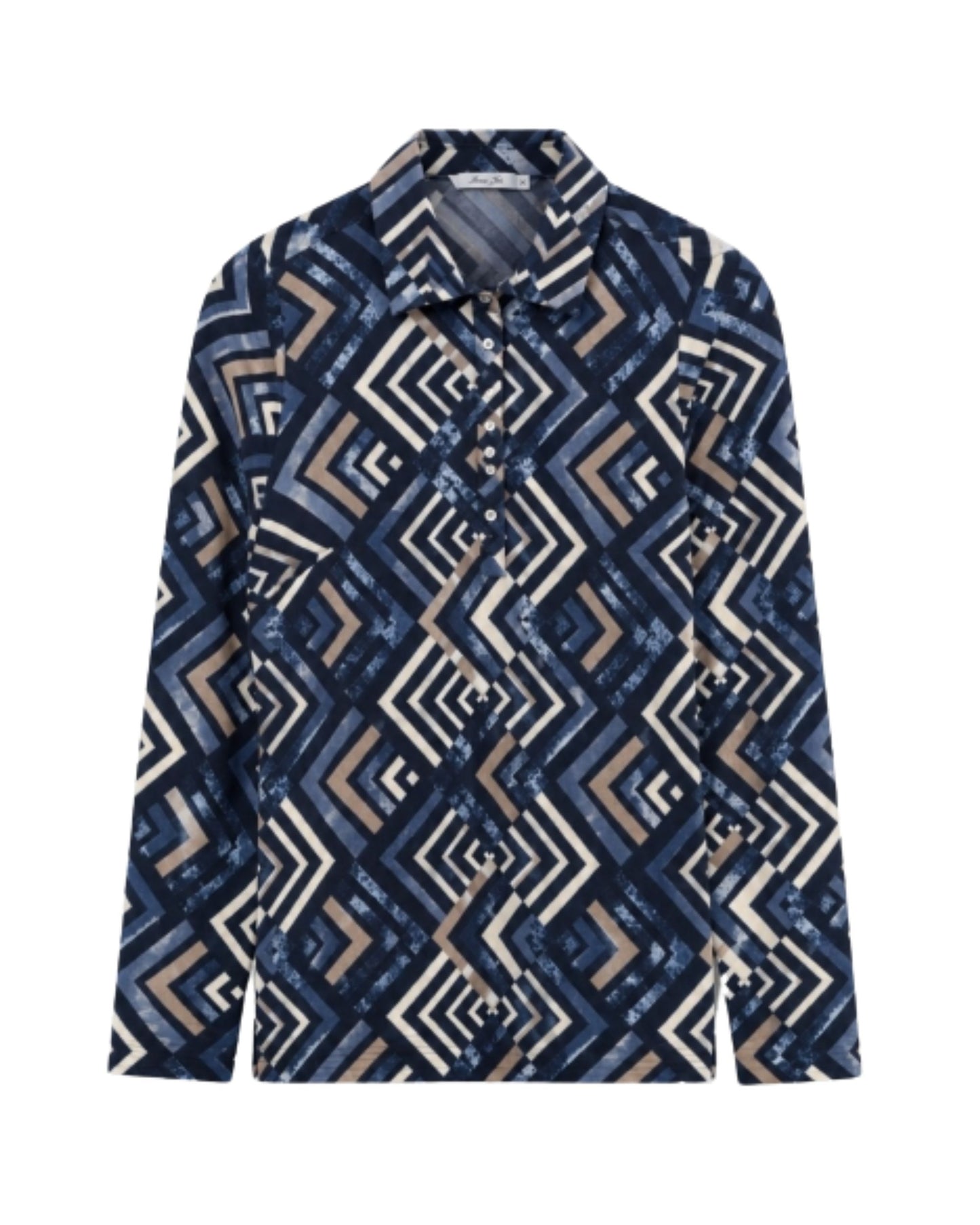 sensia poloshirt fleece feeling met kraag lange mouwen bij Marijke Mode