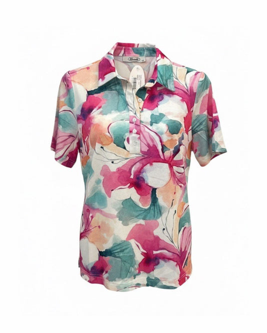 poloshirt met korte mouwen van het merk Sensia Fashion in voorjaarskleuren bij Marijke Mode