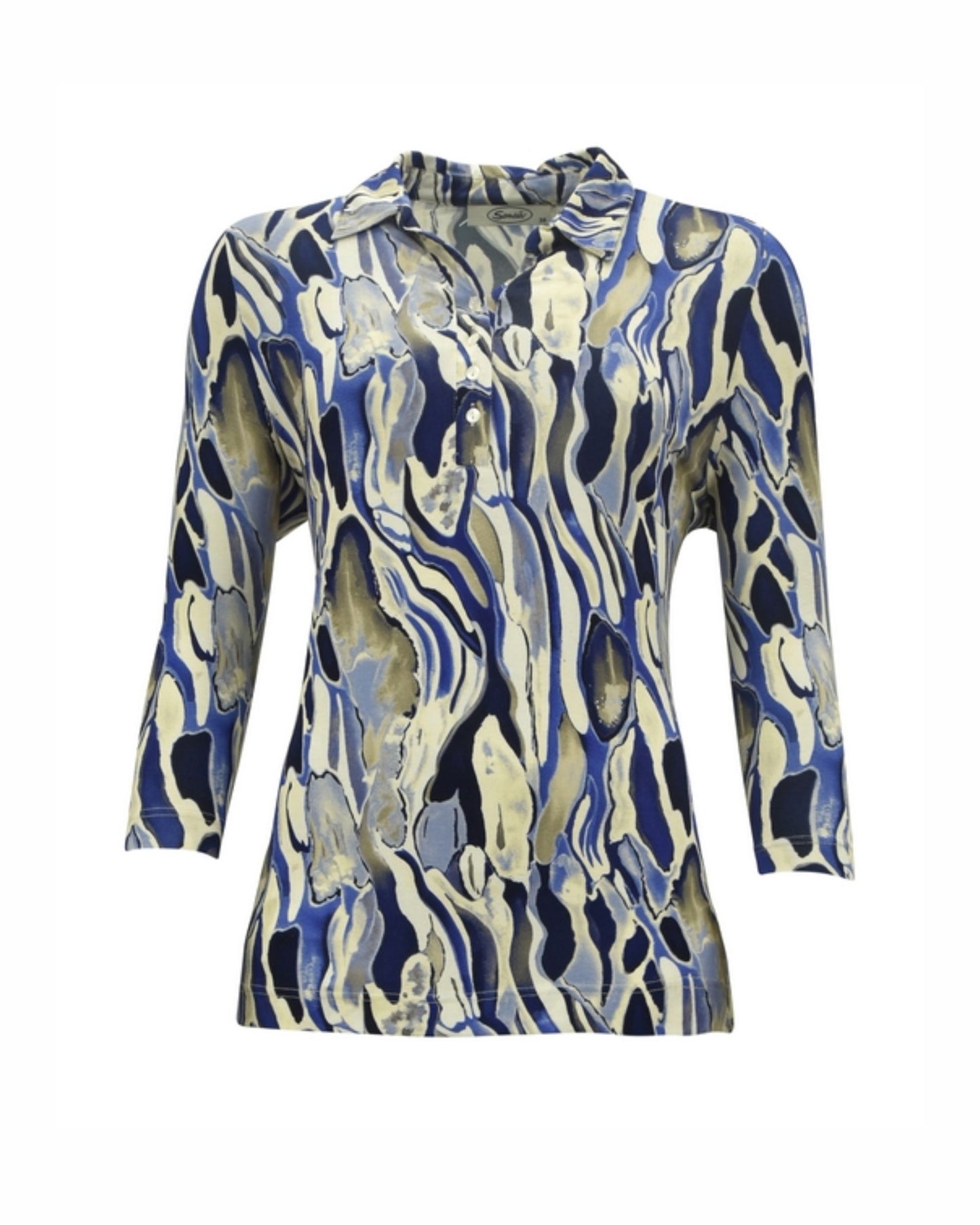 Sensia Poloshirt Driekwart Mouw kobaltblauw Zand