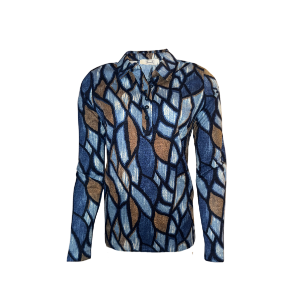 Sensia Fashion poloshirt met kraag en splitjes in zachte jersey kwaliteit. verkrijgbaar bij Marijke Mode