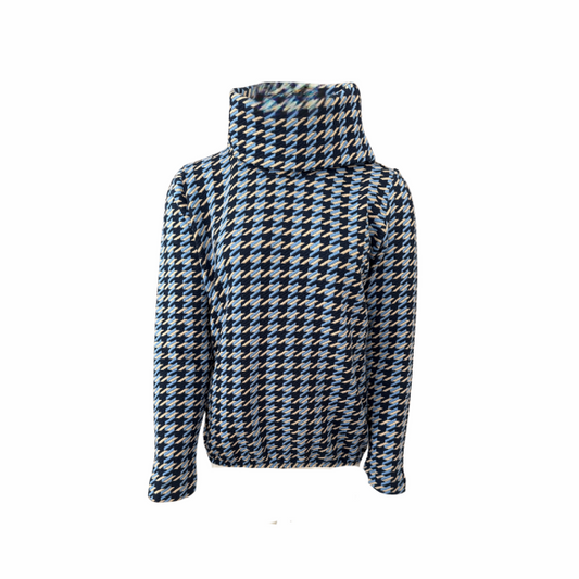 Comfortabele trui Kolly van Sensia Fashion met rits in de kraag, gemaakt van zachte stof zonder reliëf. Verkrijgbaar in navy, raffblauw en beige. verkrijgbaar bij Marijke Mode