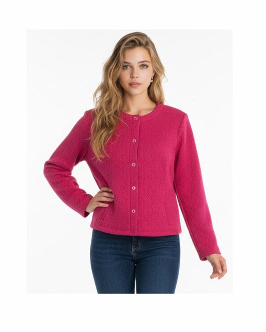 Sensia Risana Vest met Structuur Knopen Fuchsia
